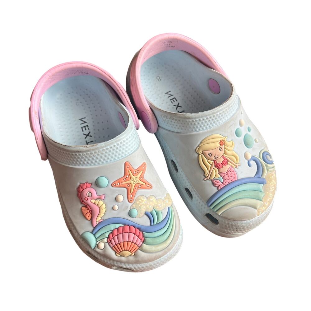 Next Brand 8 UK Toddler Plastic‎ Clogs Mermaid Summer Beach Novelty READ